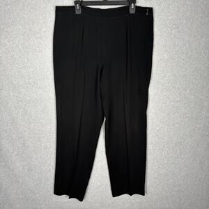 St John Collection Marie Gray Pants Women 8 Black Trouser Slacks High Rise Dress